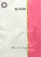 Load image into Gallery viewer, Plain Kerala Kasavu Pure Cotton Saree with Woven Border (PINK BORDER)