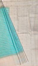 Load image into Gallery viewer, Semi Mysuru Crepe Pastel Saree with Contrast Off-White Border and Checked body