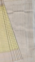 Load image into Gallery viewer, Semi Mysuru Crepe Pastel Saree with Contrast Off-White Border and Checked body