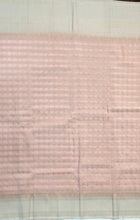 Load image into Gallery viewer, Semi Mysuru Crepe Pastel Saree with Contrast Off-White Border and Checked body