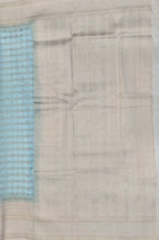Load image into Gallery viewer, Semi Mysuru Crepe Pastel Saree with Contrast Off-White Border and Checked body