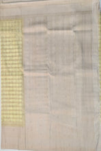 Load image into Gallery viewer, Semi Mysuru Crepe Pastel Saree with Contrast Off-White Border and Checked body