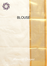 Load image into Gallery viewer, Plain Kerala Kasavu Pure Cotton Saree with Tissue Woven Border (MAROON BUTTA)
