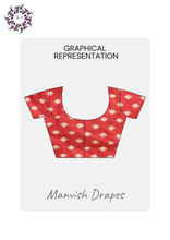 Load image into Gallery viewer, Mul Mul Pure Cotton Saree with Ikat Prints all over (GREY-RED COMBINATION-PEACOCK)
