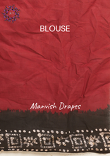 Load image into Gallery viewer, Mul Mul Pure Cotton Saree with Tie N Dye and Batiq Prints (BLACK-RED COMBINATION)
