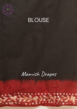 Load image into Gallery viewer, Mul Mul Pure Cotton Saree with Tie N Dye and Batiq Prints (RED-BLACK COMBINATION)
