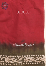Load image into Gallery viewer, Mul Mul Pure Cotton Saree with Tie N Dye and Batiq Prints (TUSSAR-RED COMBINATION)
