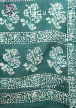 Load image into Gallery viewer, Mul Mul Pure Cotton Saree with Tie N Dye and Batiq Prints (NAVY BLUE-RAMA COMBINATION)
