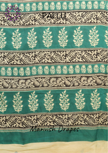 Load image into Gallery viewer, Mul Mul Pure Cotton Saree with Block Prints (GREEN)
