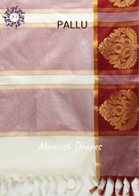 Load image into Gallery viewer, Plain Kerala Kasavu Pure Cotton Saree with Woven Border (MAROON BORDER)

