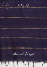 Load image into Gallery viewer, Gadwal Silk Cotton Sarees with Plain body all over and Contrast Temple Borders on both sides (TUSSAR NAVY BLUE COMBINATION)
