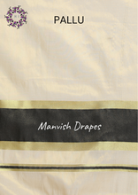 Load image into Gallery viewer, Plain Tissue Kerala Kasavu Pure Cotton Saree with Zari Tissue Border (BLACK)
