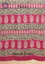 Load image into Gallery viewer, Mul Mul Pure Cotton Saree with Block Prints (PINK)
