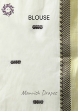 Load image into Gallery viewer, Kerala Kasavu Pure Cotton Saree with Buttas all over ,Woven Border and Woven Pallu(BLACK)
