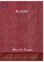 Load image into Gallery viewer, Gadwal Silk Cotton Sarees with Zari Buttas all over and Contrast Borders on both sides  (WHITE MAROON COMBINATION)
