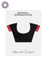 Load image into Gallery viewer, Gadwal Silk Cotton Sarees with Zari Buttas all over and Contrast Borders on both sides (BLACK RANI COMBINATION)
