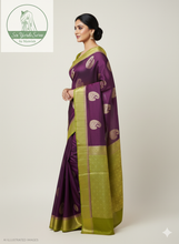 Load image into Gallery viewer, Banaras Georgette Saree with Paisley Buttis all over with Contrast Border,Pallu and Blouse-Maroon
