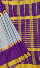 Load image into Gallery viewer, Semi Mysuru Crepe Saree with Contrast Border and Striped body.
