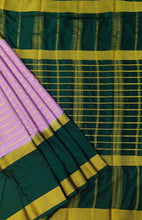 Load image into Gallery viewer, Semi Mysuru Crepe Saree with Contrast Border and Striped body.
