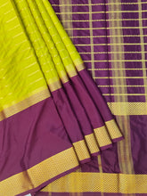Load image into Gallery viewer, Semi Mysuru Crepe Saree with Contrast Border and Striped body.
