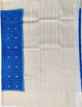 Load image into Gallery viewer, Semi Mysuru Crepe Checkered Saree with Contrast Off-White Border and Off-White Blouse with Color Options
