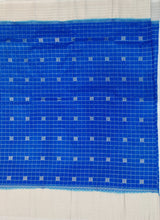 Load image into Gallery viewer, Semi Mysuru Crepe Checkered Saree with Contrast Off-White Border and Off-White Blouse with Color Options
