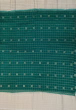 Load image into Gallery viewer, Semi Mysuru Crepe Checkered Saree with Contrast Off-White Border and Off-White Blouse with Color Options
