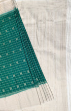 Load image into Gallery viewer, Semi Mysuru Crepe Checkered Saree with Contrast Off-White Border and Off-White Blouse with Color Options
