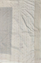 Load image into Gallery viewer, Semi Mysuru Crepe Checkered Saree with Contrast Off-White Border and Off-White Blouse with Color Options
