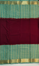 Load image into Gallery viewer, Semi Mysuru Crepe Saree with Checkered Contrast Border,Pallu and Blouse-With Color Options
