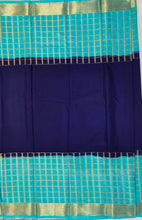 Load image into Gallery viewer, Semi Mysuru Crepe Saree with Checkered Contrast Border,Pallu and Blouse-With Color Options
