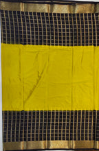 Load image into Gallery viewer, Semi Mysuru Crepe Saree with Checkered Contrast Border,Pallu and Blouse-With Color Options
