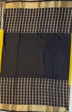 Load image into Gallery viewer, Semi Mysuru Crepe Saree with Checkered Contrast Border,Pallu and Blouse-With Color Options
