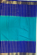 Load image into Gallery viewer, Semi Mysuru Crepe Saree with Checkered Contrast Border,Pallu and Blouse-With Color Options
