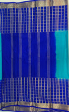 Load image into Gallery viewer, Semi Mysuru Crepe Saree with Checkered Contrast Border,Pallu and Blouse-With Color Options
