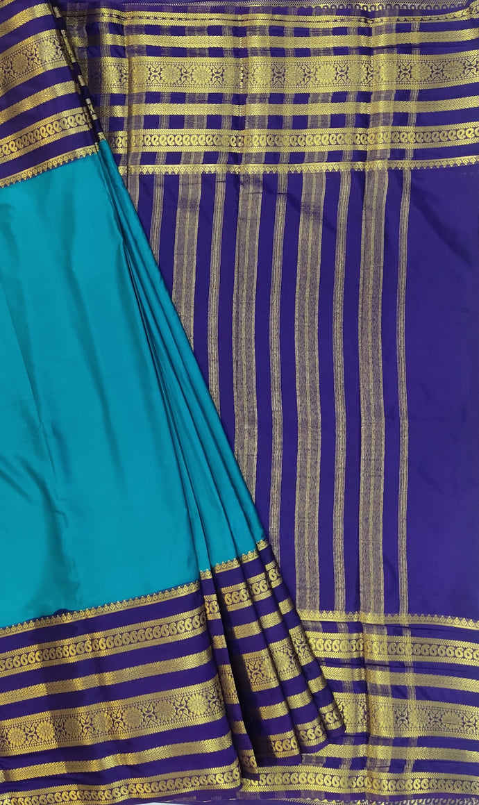 Semi Mysuru Crepe Saree with Contrast Border,Pallu and Blouse
