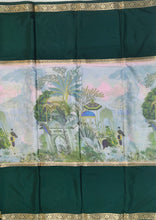 Load image into Gallery viewer, Semi Mysuru Crepe Saree with Digitally Printed Body,Contrast Border,Pallu and Blouse.
