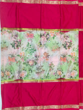 Load image into Gallery viewer, Semi Mysuru Crepe Saree with Digitally Printed Body,Contrast Border,Pallu and Blouse.

