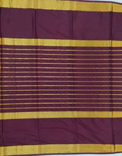 Load image into Gallery viewer, Semi Mysuru Crepe Saree with Kamalkari Printed Body,Contrast Border,Pallu and Blouse.
