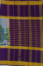 Load image into Gallery viewer, Semi Mysuru Crepe Saree with Kamalkari Printed Body,Contrast Border,Pallu and Blouse.
