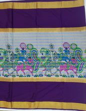 Load image into Gallery viewer, Semi Mysuru Crepe Saree with Kamalkari Printed Body,Contrast Border,Pallu and Blouse.
