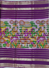 Load image into Gallery viewer, Semi Mysuru Crepe Saree with Kamalkari Printed Body,Contrast Border,Pallu and Blouse.

