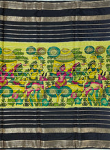 Load image into Gallery viewer, Semi Mysuru Crepe Saree with Kamalkari Printed Body,Contrast Border,Pallu and Blouse.
