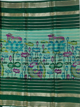 Load image into Gallery viewer, Semi Mysuru Crepe Saree with Kamalkari Printed Body,Contrast Border,Pallu and Blouse with Color Options.
