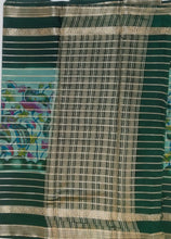 Load image into Gallery viewer, Semi Mysuru Crepe Saree with Kamalkari Printed Body,Contrast Border,Pallu and Blouse.

