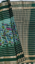 Load image into Gallery viewer, Semi Mysuru Crepe Saree with Kamalkari Printed Body,Contrast Border,Pallu and Blouse.

