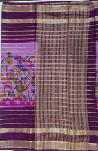 Load image into Gallery viewer, Semi Mysuru Crepe Saree with Kamalkari Printed Body,Contrast Border,Pallu and Blouse.
