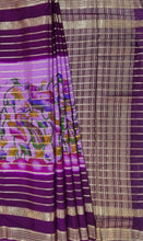 Load image into Gallery viewer, Semi Mysuru Crepe Saree with Kamalkari-Pichwai Printed Body,Contrast Border,Pallu and Blouse with Color Options.
