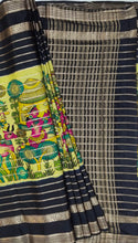 Load image into Gallery viewer, Semi Mysuru Crepe Saree with Baluchari Printed Body,Contrast Border,Pallu and Blouse with Color Options
