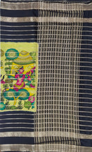Load image into Gallery viewer, Semi Mysuru Crepe Saree with Kamalkari Printed Body,Contrast Border,Pallu and Blouse.
